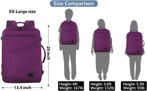 MATEIN Large Purple Travel Backpack - Water Resistant & Expandable 50L Daypack for Women