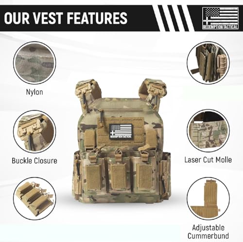 Redemption Crusader 2.0 Tactical Airsoft Vest OCP Camo One Size with Molle Webbing