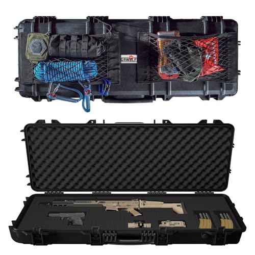 43-Inch Waterproof & Crushproof Rifle Case with Wheels, Lockable, 3 Layer Foam, TSA Approved – GRWOLF
