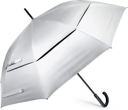 G4Free 52-Inch UV Protection Umbrella - Automatic Open Hook Handle for Rain & Sun (Silver/Black)