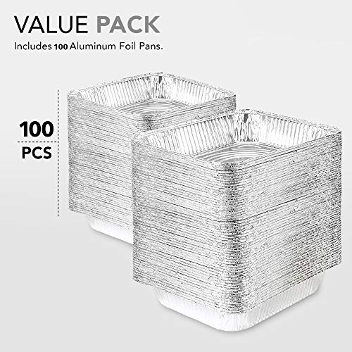 100 Pack Aluminum Foil Baking Pans 9x13 Half Size Deep Steam Table Pans