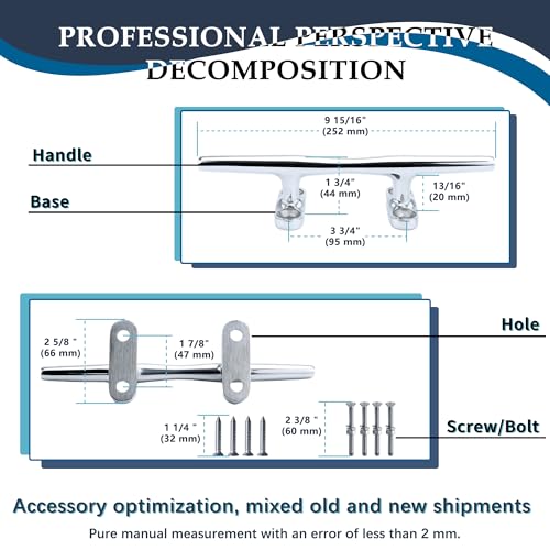10 Inch Stainless Steel Boat Cleats 4-Pack - Durable Marine Dock Hardware