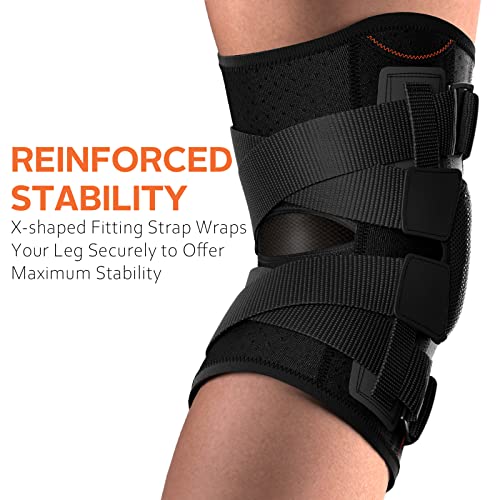 Hinged Knee Brace with Side Stabilizers - Black, Large - Supports & Pain Relief