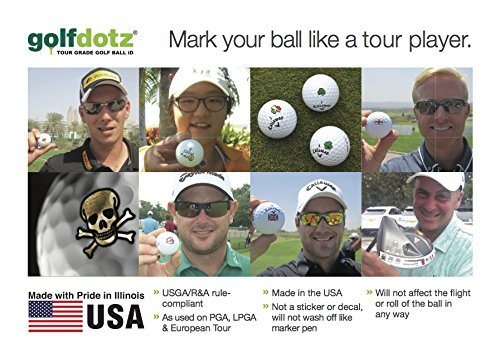 Golfdotz - USGA Rule Conforming Golf Ball Markers, Golf Ball Stickers for Marking Balls, No More Smearing from Stamps, Gifts for Golfers, Dads, and Retirees, (Lucky Clover; 32-Count)