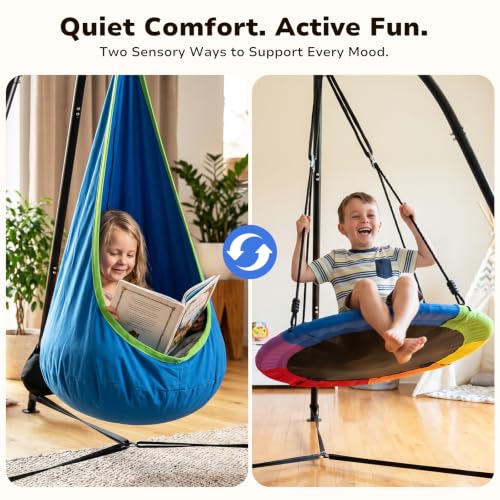 Trekassy 2-in-1 Sensory Swing Set with Stand for Indoor Relaxation & Active Play