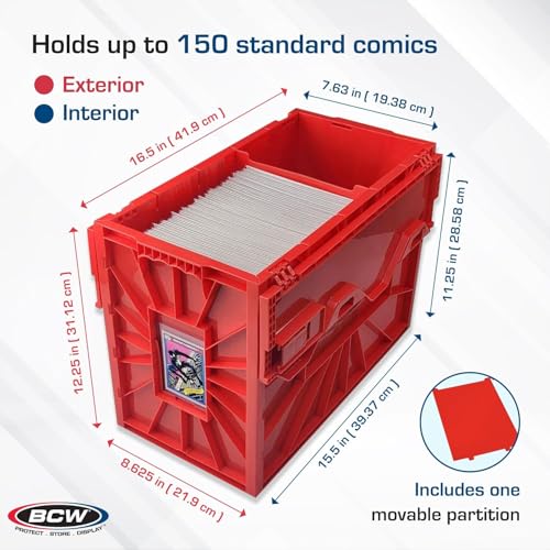 BCW Comic Book Storage Bin 150 Capacity Blue & Red 2-Pack Organizer