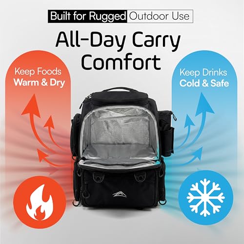 Medium Waterproof Fishing Backpack 40L with Tackle Boxes, Rod Holder & Foldable Net - Black