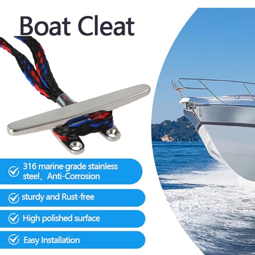 8 Inch Stainless Steel Dock Cleats - Marine Boat Mooring Hardware, 6 Pack