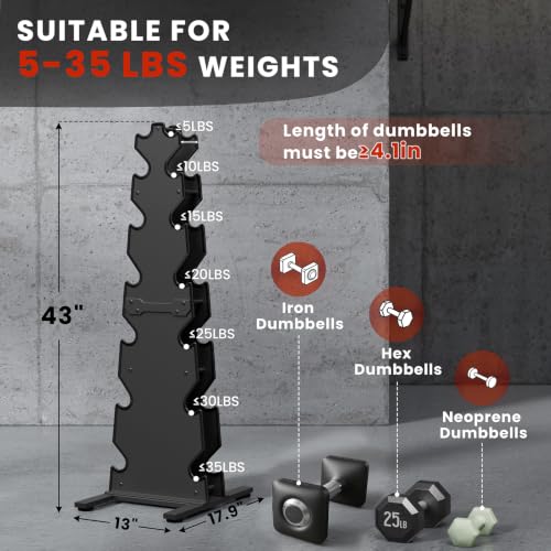 Jusgym Black 7-Tier Dumbbell Rack Stand - Heavy-Duty Weight Storage Organizer