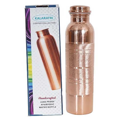 Copper Water Bottle 34 Oz Leak Proof with Pitambari Powder - Pure Copper Bottle