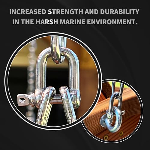 Marine Grade 316 Stainless Steel Wide D Shackle 1/4 Inch 4 Pack for Boat Rigging