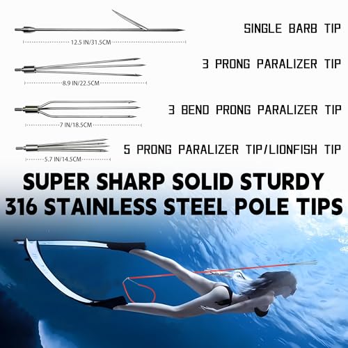 Orange Hawaiian Sling Spearfishing Pole Set - Fiberglass & Stainless Steel