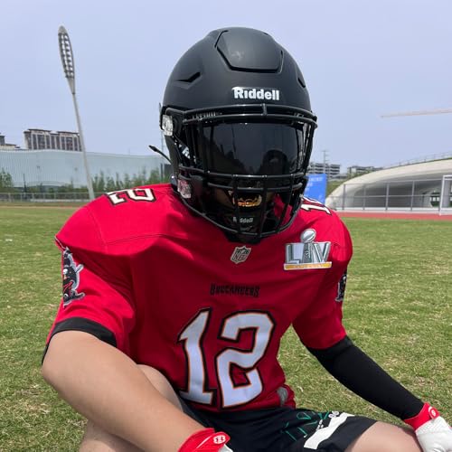 LeCool Football Visor Black - 3D Curved Lens, Wide Field Vision, Youth & Adult Fit