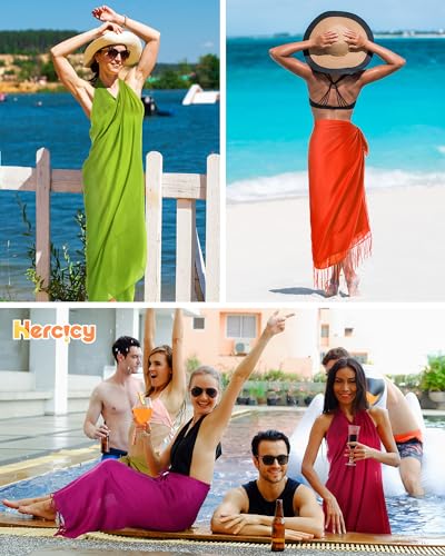 Beach Sarong Set for Women - 6 Pack Long Wrap with Tassels - Trendy Colors
