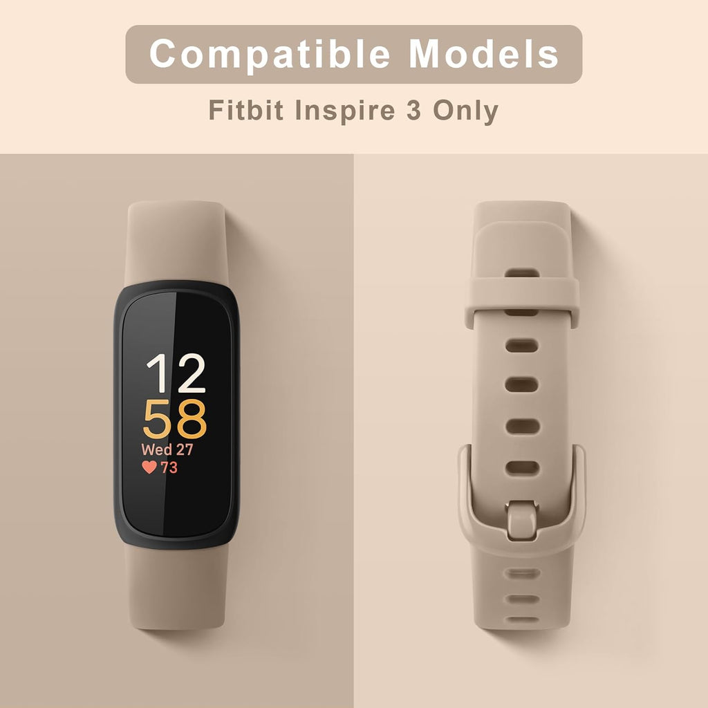 Vancle Fitbit Inspire 3 Bands - 4 Pack Sport Silicone Adjustable Straps for Men & Women