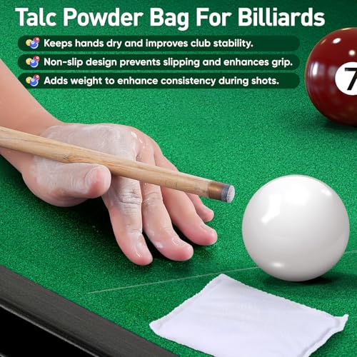 2pcs Billiard Talc Powder Bag for Dry Hands & Cue Control - Mess-Free