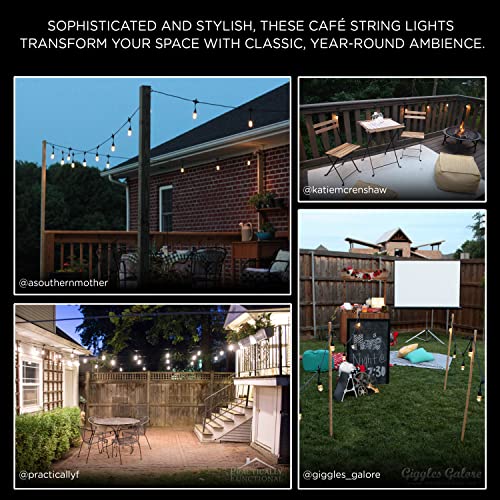 Enbrighten 48ft Outdoor String Lights - 24 White LED Bulbs, Weatherproof