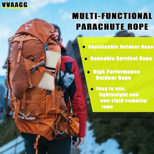 White Paracord Rope 100FT 4mm Nylon Utility Cord for Camping & Outdoor Use - VVAAGG