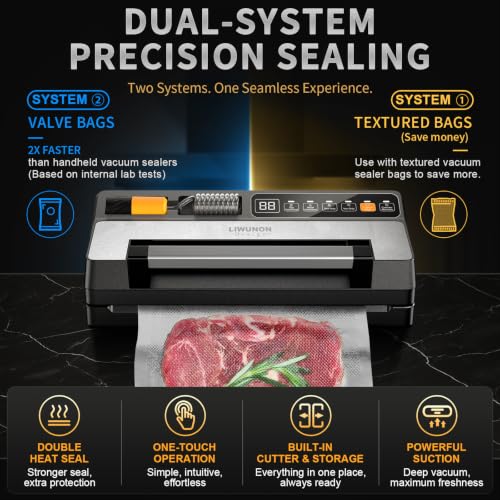 Stainless Steel Food Vacuum Sealer Machine for Dry and Moist Foods with Dual Heat Seal