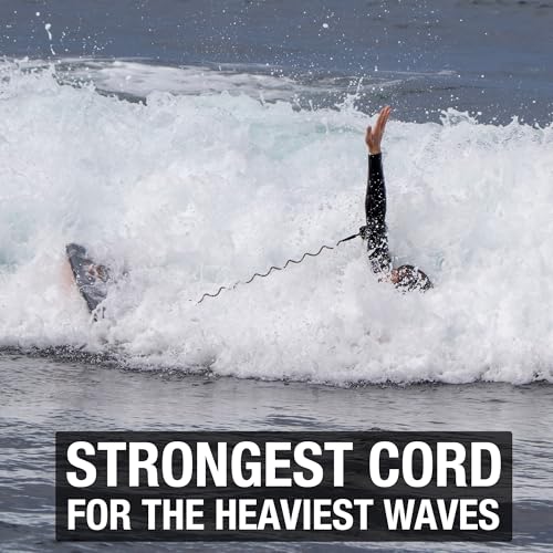 4ft Bodyboard Leash - Adjustable Padded Arm Cuff & Tangle-Free Coil Cord