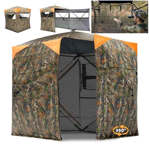 SUMSEEK 2-3 Person Double Door 360° See-Through Hunting Blind for Deer & Game