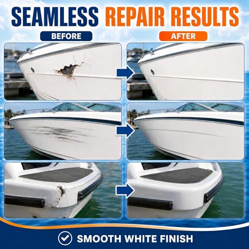 Marine Fiberglass Repair Kit for Boats with Waterproof Epoxy Filler - White