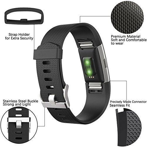 Maledan Replacement Bands for Fitbit Charge 2 Small 3-Pack Black Blue Plum