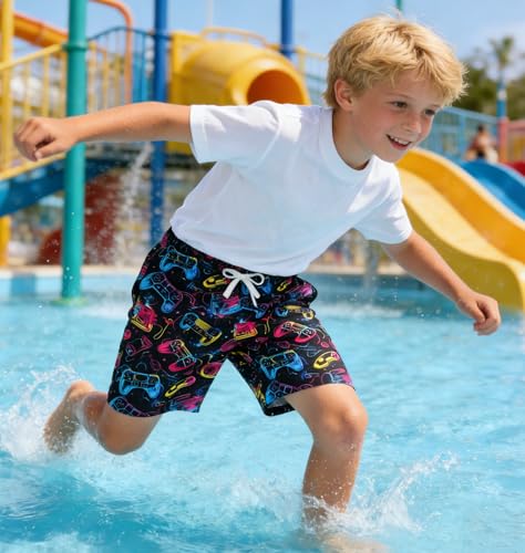 Boys Swim Trunks - Quick Dry Bathing Suit with Mesh Liner, 9-10 Years - A-game Console