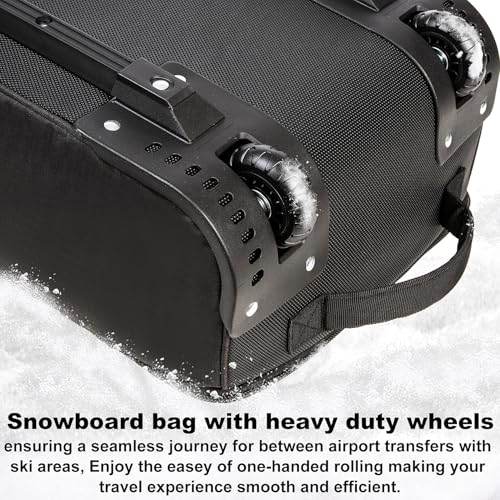MERALIAN Blue 170cm Snowboard Bag with Wheels, Padded Travel Storage