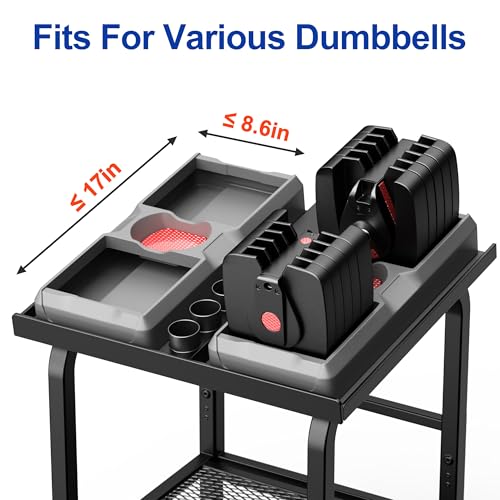 Heavy-Duty Dumbbell Rack with Wheels for Adjustable Weights and Kettlebells