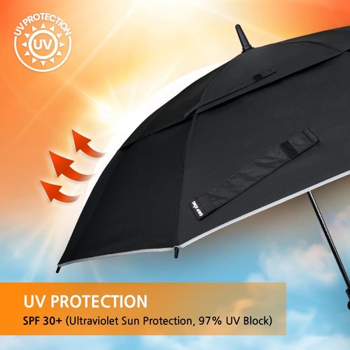 GRIP KING Golf Umbrella + Golf Grip Trainer Double Canopy Vented Windproof Waterproof Automatic Open (62 inch)