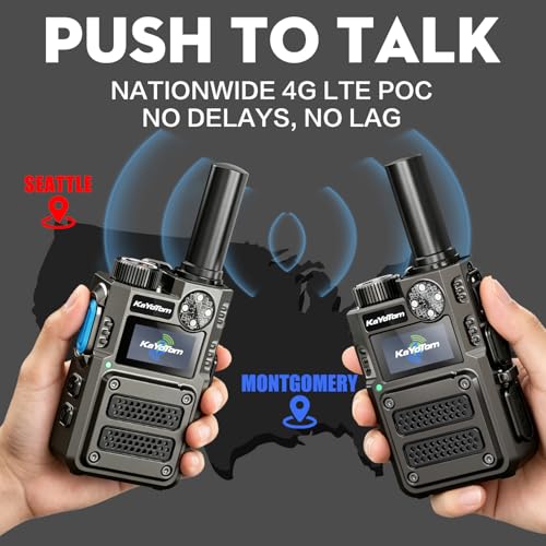 KaYoTom 2-Pack Gray Long Range Walkie Talkies with 4G LTE, Unlimited Coverage