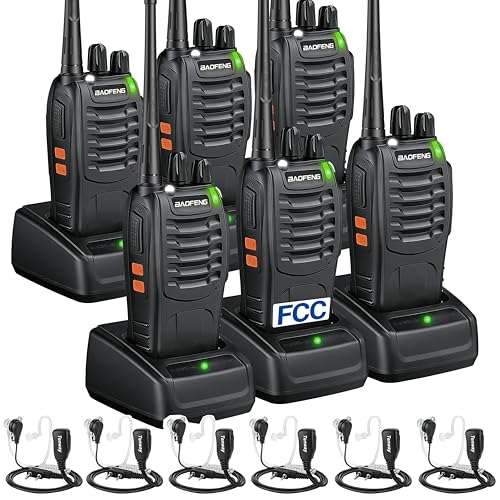 Baofeng BF-888S 6 Pack Walkie Talkies with Earpieces - Long Range Two-Way Radios for Adults