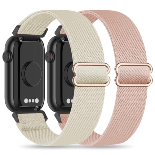 2 Pack Stretchy 16mm Nylon Bands for Fitness Trackers - Starlight & Rose Pink