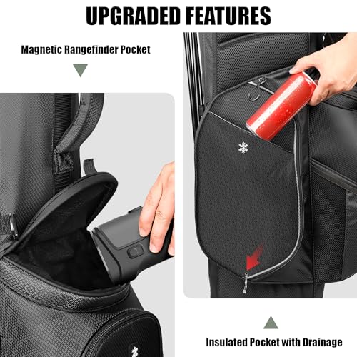 Beutyal 14-Way Golf Stand Bag with Full Length Dividers & Cooler - Black