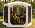 Abahub Pop Up Screen House Tent 9.8x9.8x6.7 FT Beige Quick Setup Camping Shelter