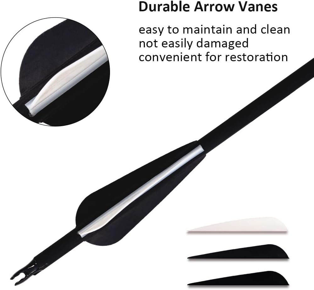 Skiennix 12Pcs Archery Hunting Arrows - Adjustable Nocks & Removable Tips | 30-Inch for Compound & Recurve Bows