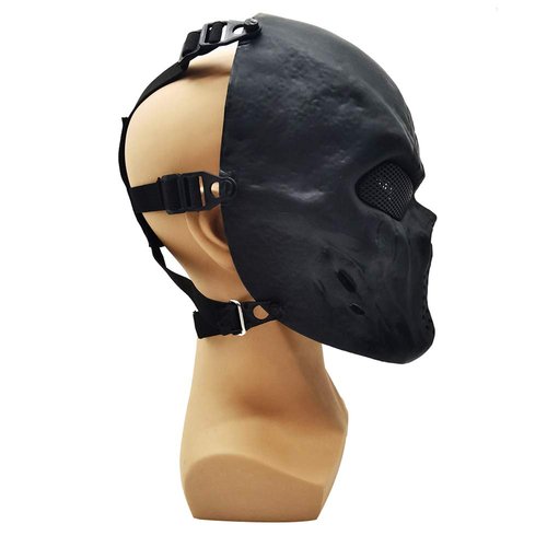 Fanjin Tactical Mask Skull Full Face Masks, Airsoft Mask, for Halloween Cosplay Party CS Survival Games Shooting (Black)