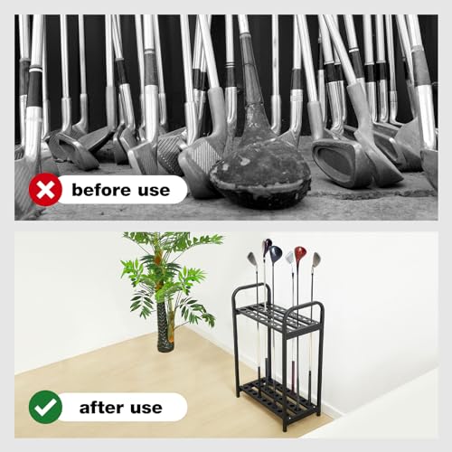 Golf Club Holder Stand for 27 Clubs - 21.6 x 11.8 x 31.5 Inches, Metal Storage Rack with Two-Tier Design