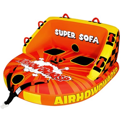 Inflatable Towable Tube for Boating 1-2 Person Heavy-Duty Water Tube with Front & Back Tow Points