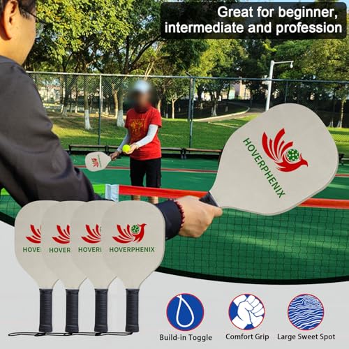 Hoverphenix 22FT Red Pickleball Net Set with 4 Paddles - Portable Outdoor Game