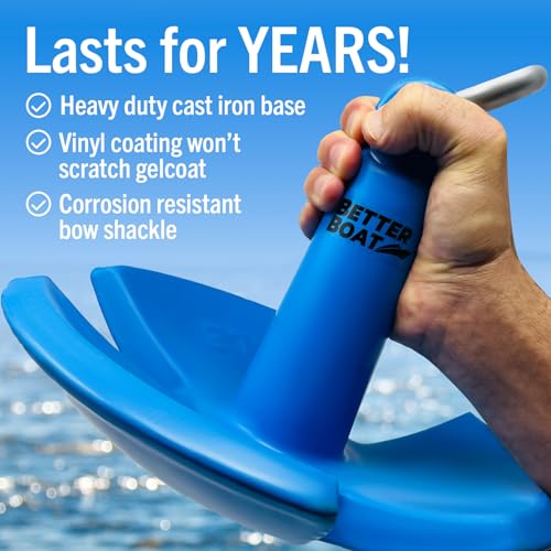 Better Boat 30 lb Vinyl Coated River Anchor for Boats Up to 26 Ft - Hybrid Mud & Rock Holding