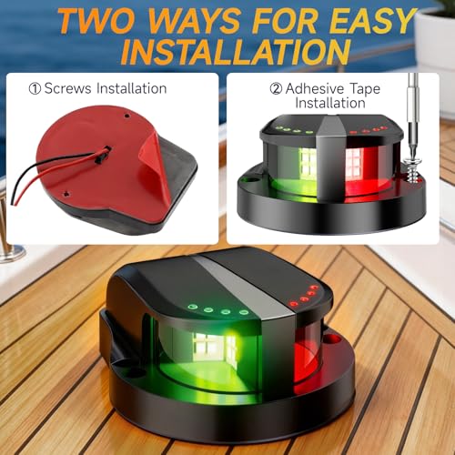 AMBIPASION Boat Navigation Lights Red and Green Black Waterproof Marine Running Light