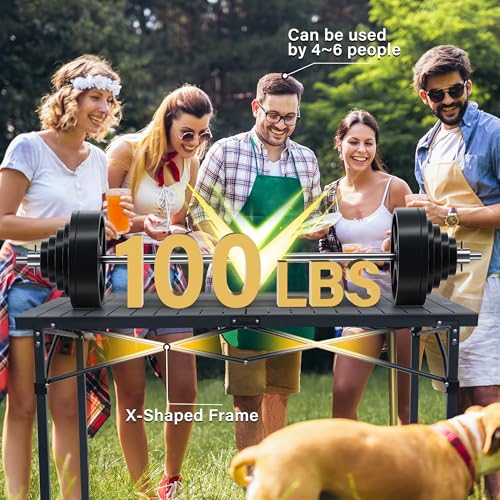 OUTSIDER Black Roll-Up Aluminum Camping Table for 4-6 People