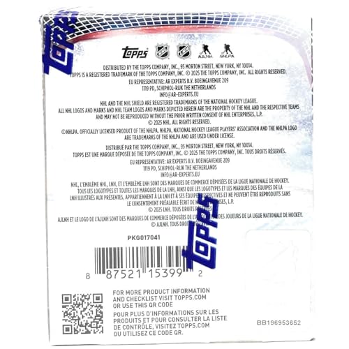 Topps NHL 2025-26 Hockey Sticker Collection Box - 250 Stickers, 50 Packs, Collectible