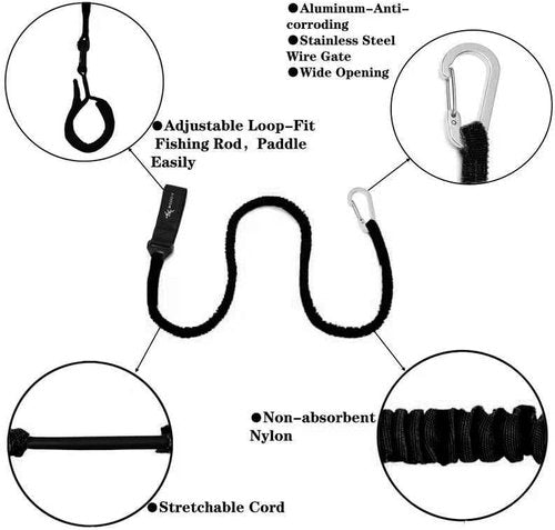 Kayak Paddle Leash - Stretchable Coiled Lanyard for Secure Fishing | Durable Kayak Accessories