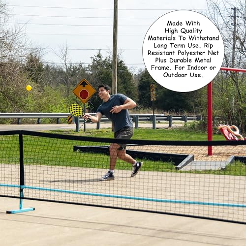 Blue Portable Pickleball Net Set with 4 Paddles, 4 Balls & Backpack - 22 FT Regulation