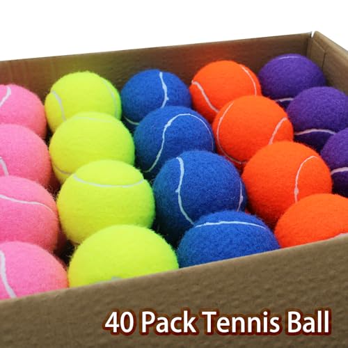 Multicolor Tennis Balls Bulk Pack - 40 Practice & Dog Training Balls