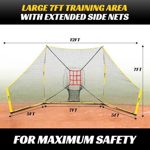 Heavy-Duty Baseball & Softball Practice Net with Side Barriers & Target
