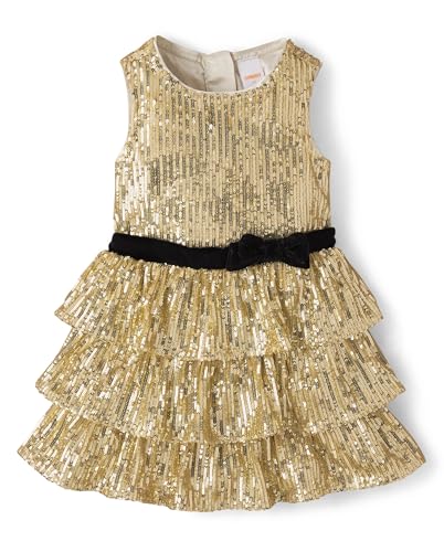 Gymboree Baby Girls Sleeveless Sequin Gold Dress Toddler Size 7